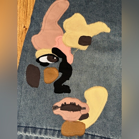 KID SUPER Kidsuper Face Patchwork Baggy Jorts Shorts Light Wash MEDIUM 34 Waist - Picture 3 of 13